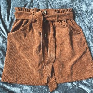 Corduroy Button Down Paper Bag Skirt